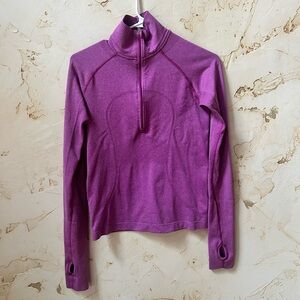 Lululemon Pink Swifty Half-Zip Top Size 4 Thumbholes Excellent Condition